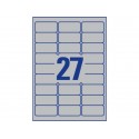 Etichette permanenti poliestere argento Avery 63,5x29,6 mm - 27 et/foglio - laser monocolore conf. 100 ff L6011-100