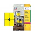 Etichette permanenti poliestere giallo Avery 99,1x139 mm - 4 et/foglio - per stampanti laser - cf. 20 fogli L6127-20