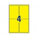 Etichette permanenti poliestere giallo Avery 99,1x139 mm - 4 et/foglio - per stampanti laser - cf. 20 fogli L6127-20