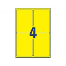 Etichette permanenti poliestere giallo Avery 99,1x139 mm - 4 et/foglio - per stampanti laser - cf. 20 fogli L6127-20