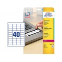 Etichette bianche antimanomissione Avery non rimovibili - 45,7x25,4 mm - 40 et/foglio per laser - cf. 20 ff L6145-20