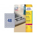 Etichette permanenti poliestere argento Avery Ø 30 mm - 48 et/foglio - laser monocolore - conf. 20 ff L6129-20