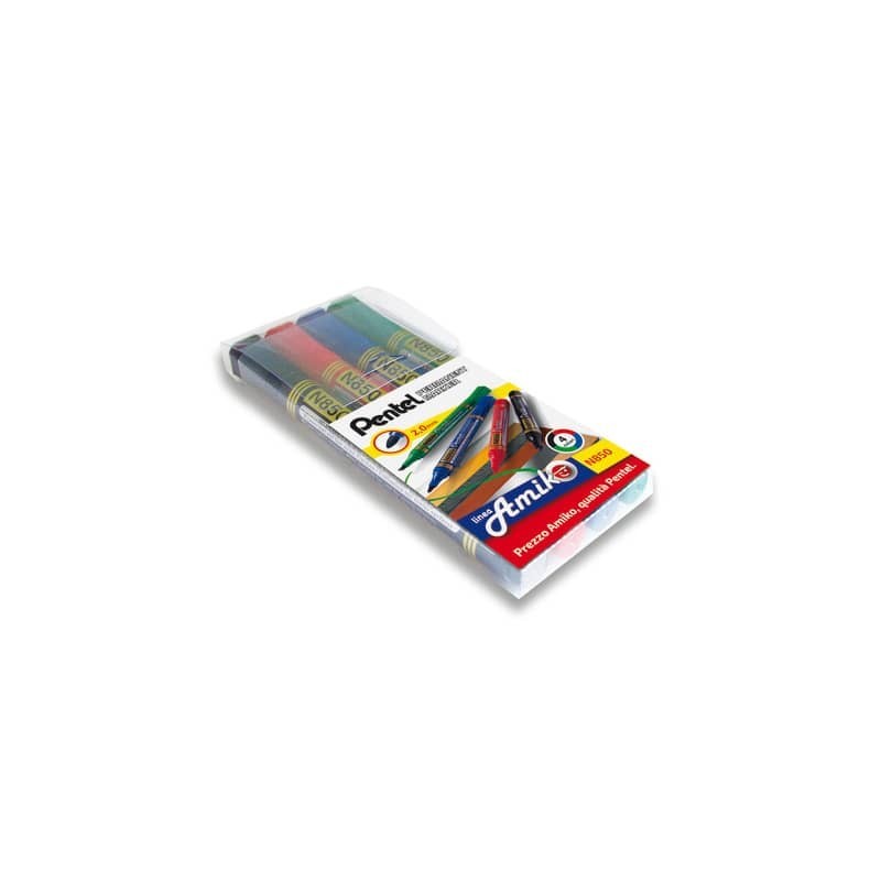 Marcatore permanente Pentel N850 punta conica 4,5 mm assortiti 4 pezzi - 0100861
