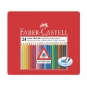 Matite colorate Faber-Castell Colour Grip assortiti astuccio di metallo da 24 - 112423