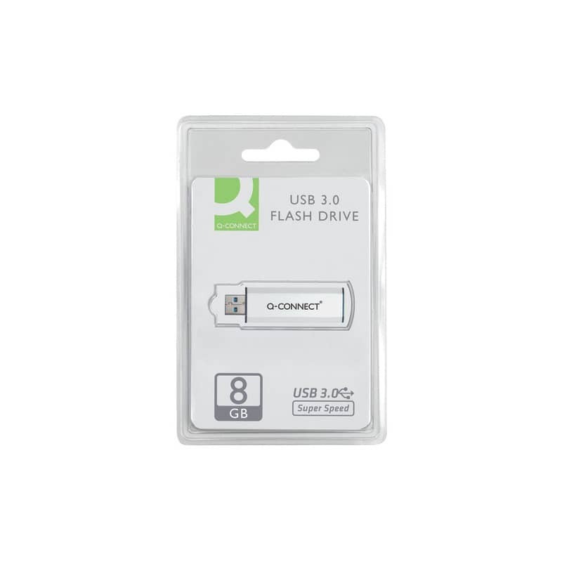 Chiavetta USB in blister Q-Connect Super Speed 3.0 argento/nero 8 GB KF16368