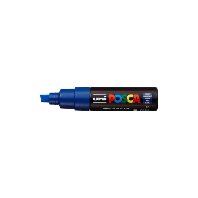 Marcatore a tempera POSCA Uni-Ball punta a scalpello 8 mm blu M PC8K B