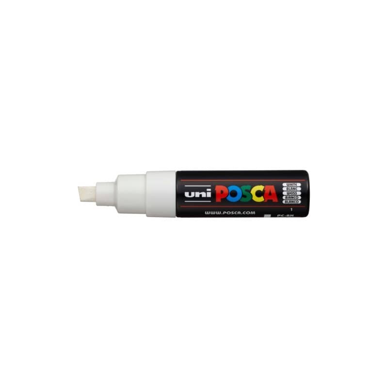 Marcatore a tempera POSCA Uni-Ball punta a scalpello 8 mm bianco M PC8K BI