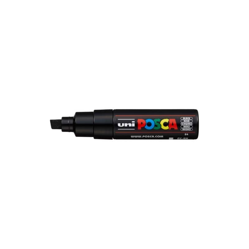 Marcatore a tempera POSCA Uni-Ball punta a scalpello 8 mm nero M PC8K N