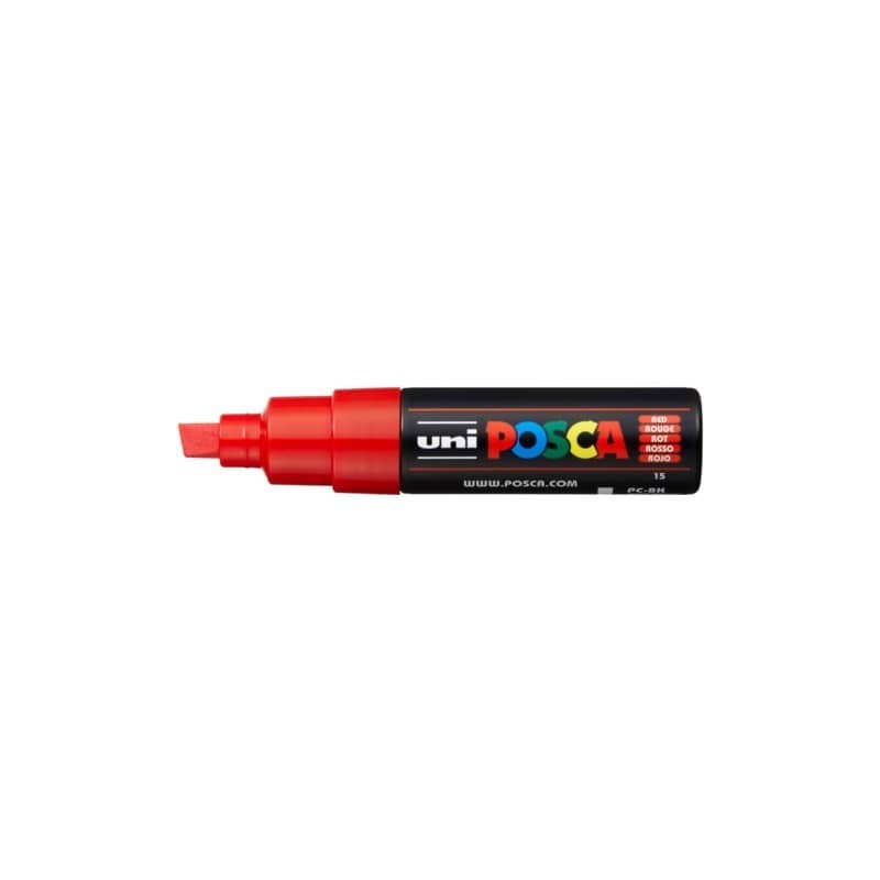 Marcatore a tempera POSCA Uni-Ball punta a scalpello 8 mm rosso M PC8K R