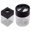 Dispenser per fermagli Q-Connect nero/trasparente quadrato 4,2x4,2x7 cm KF02132