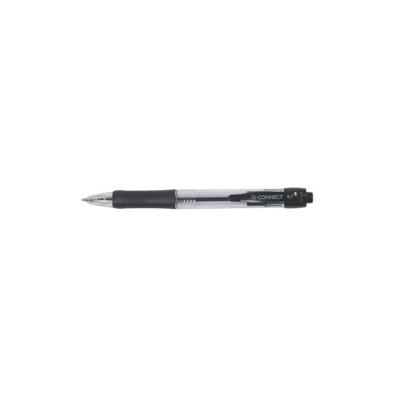 Penna a sfera a scatto Q-Connect punta M 0,7 mm nero - conf. da 10 pezzi - KF00267