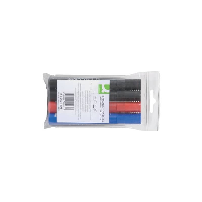 Marcatore permanente Q-Connect punta a scalpello 1,5-5 mm assortiti conf. da 4 - KF26089