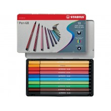 Pennarelli Stabilo Pen 68 1 mm scatola di metallo assortiti Conf. 10 pezzi - 6810-6