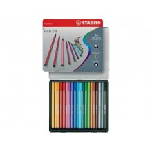 Pennarelli Stabilo Pen 68 1 mm scatola di metallo assortiti Conf. 20 pezzi - 6820-6