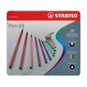 Pennarelli Stabilo Pen 68 1 mm scatola di metallo assortiti Conf. 20 pezzi - 6820-6