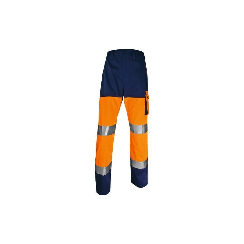 Pantaloni da lavoro Delta Plus ad alta visibilità - classe 2 - 5 tasche - argento arancio fluo-blu - XL- PHPA2OMXG