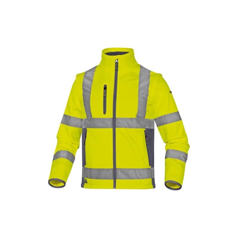 Giacca Delta Plus Moonlight2 -classe 3- 5 tasche - tessuto softshell - argento giallo fluo-blu - L - MOON2JGGT