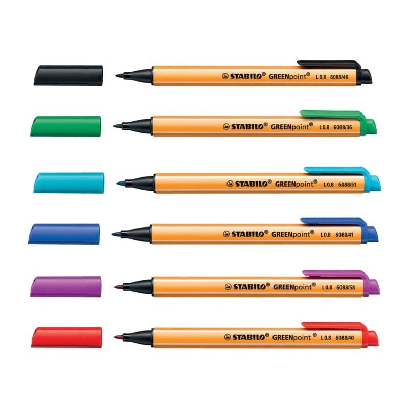 Penna con punta in fibra Stabilo GREENpoint 0,8 mm nero 6088/46 (Conf.10)