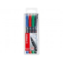 Penne Stabilo OHPen universal Fine (F) 0,7 mm assortiti astuccio da 4 - 842/4