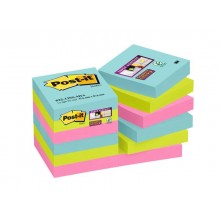 Foglietti riposizionabili Post-it® Super Sticky Miami 47,6x47,6 mm Miami conf. 12 blocc. da 90 ff - 622-12SS-MIA