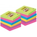 Foglietti Post-it® Super Sticky Notes 76x76 mm assortiti conf. 12 blocchetti da 90 ff - 654-12SS-UC