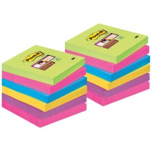 Foglietti Post-it® Super Sticky Notes 76x76 mm assortiti conf. 12 blocchetti da 90 ff - 654-12SS-UC