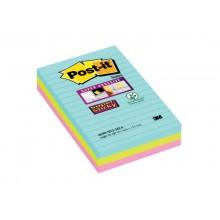 Foglietti Post-it® Super Sticky XXL Miami a righe assortiti conf. 3 blocchetti da 90 ff - 4690-SS3MIA