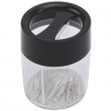 Dispenser per fermagli Q-Connect nero/trasparente rotondo 6x6x7,2 cm KF02133