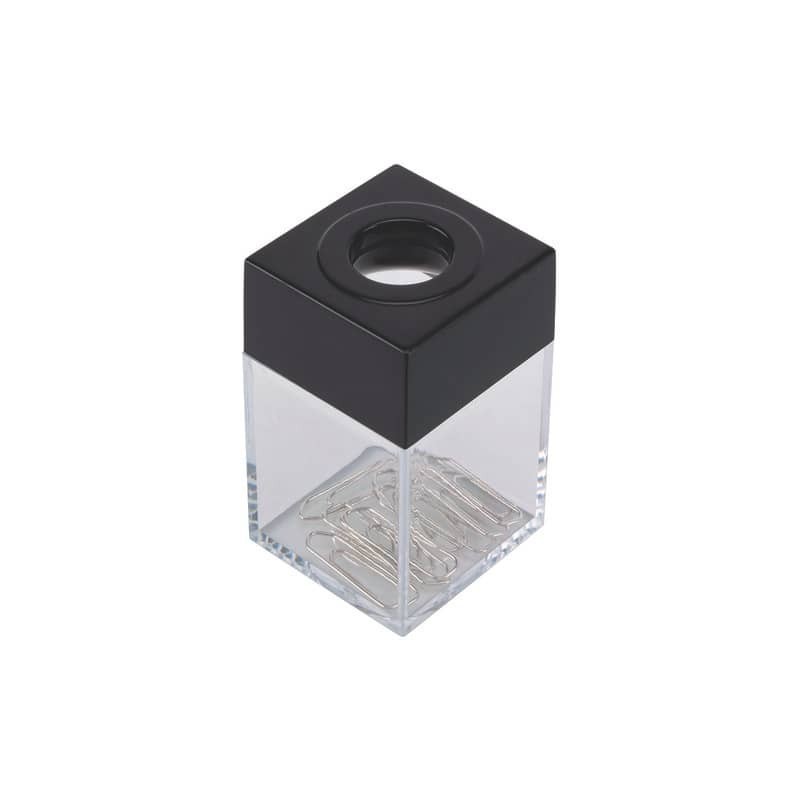 Dispenser per fermagli Q-Connect nero/trasparente quadrato 4,2x4,2x7 cm KF02132