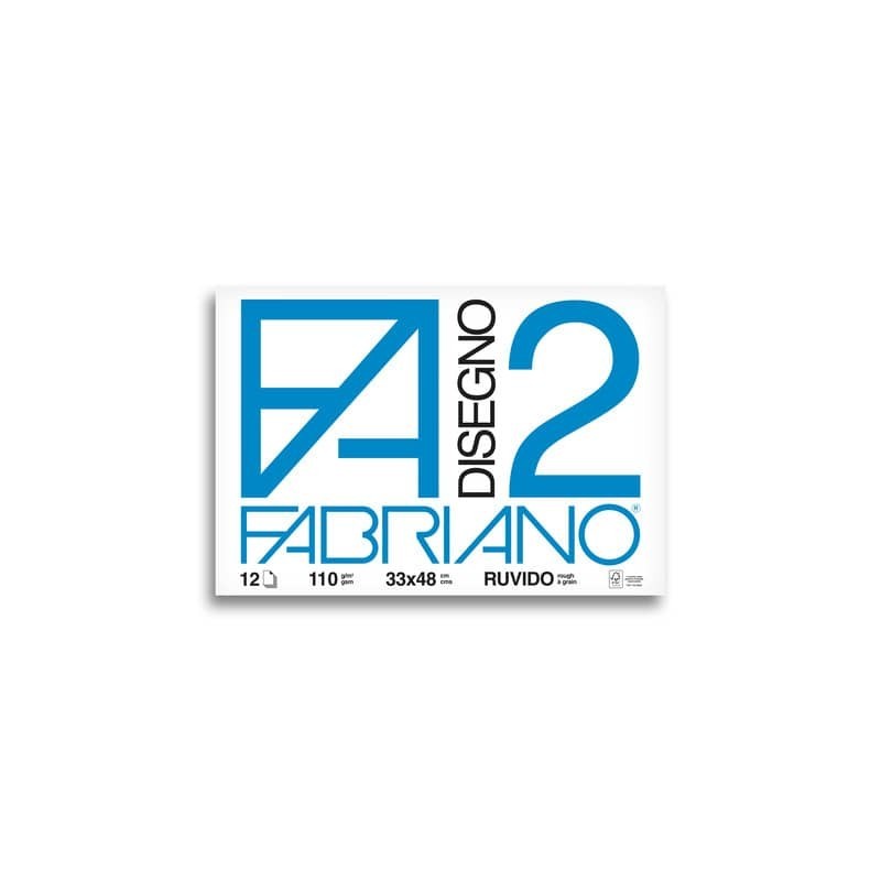 Album da disegno Fabriano F2 collato 1 lato 110 g/m² 33x48 cm 12 ff. ruvidi 06000534