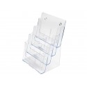 Portastampati da banco deflecto® A4 in polistirene a 4 livelli trasparente 77441
