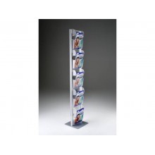 Espositore Menhir da terra TECNOSTYL A4 in alluminio a 5 scomparti 33x33x173 cm silver - MIC102