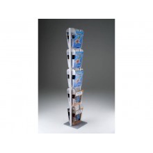 Espositore da terra porta depliant Menhir Tecnostyl A4 in alluminio con 10 scomparti 33x33x173 cm silver MIC103