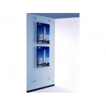 Sistema a cavetto per 2 pannelli porta-avvisi Tecnostyl in acril. 50x70cm elem. fiss. allumin. silver - SC215070V