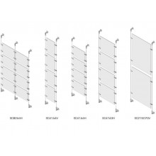 Sist. a cavetto 4 pannelli porta-avvisi Tecnostyl A4 in acril. 27x4,5x400 cm con tasselli fissaggio parete silver-SC41A4V