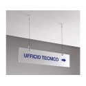 Targa sospesa in acrilico bisatinato 60x15 cm Tecnostyl con cavetti per fissaggio soffitto silver/bianco- TS6015