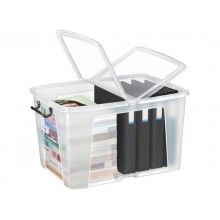 Contenitore con doppio coperchio in ppl 65 L Strata riciclabile impilabile trasparente - 2006860110