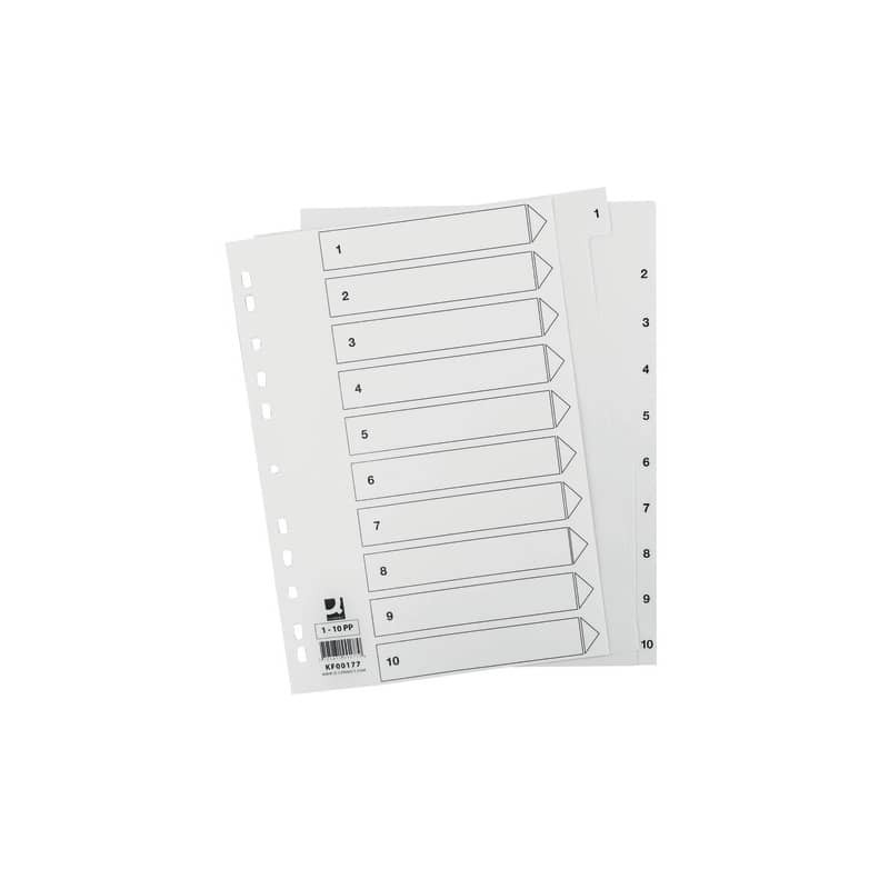 Divisore numerico Q-Connect bianco 22,5x29,7 cm ppl 1-10 KF00177
