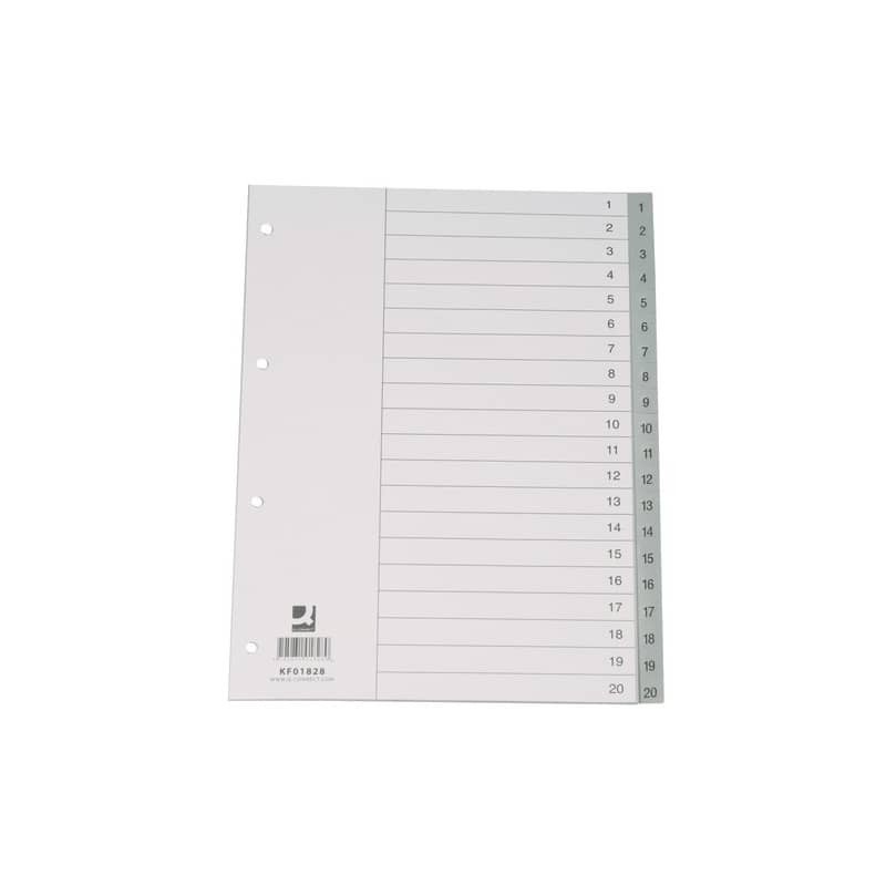 Divisore numerico Q-Connect grigio 22,5x29,7 cm ppl 1-20 KF01828