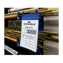 Tasche per identificazione Durable con fascette di aggancio blu f.to esterno mm 223x530- inserto A4 vert. cf. 50- 175007