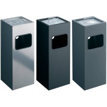 Posacenere Durable a colonna acciaio con sabbia e cestino base quadrata H 62 x Ø 25 cm argento metallizzato - 333123