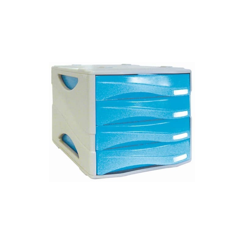 Cassettiera 4 cassetti ARDA Smile polistirolo antiurto e materiale infrangibile grigio/azzurro - TR15P4PBL
