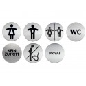 Pittogramma adesivo "WC donne/uomini" DURABLE acciaio inossidabile spazzolato argento metallizzato Ø 83 mm - 492023