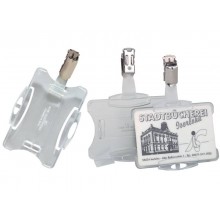 Portabadge rigido Durable 85x54 mm con clip di sicurezza orientabile trasparente Conf. 25 pezzi - 811819