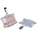 Portabadge rigido Durable 85x54 mm con clip di sicurezza orientabile trasparente Conf. 25 pezzi - 811819