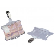 Portabadge rigido Durable 85x54 mm con clip di sicurezza orientabile trasparente Conf. 25 pezzi - 811819