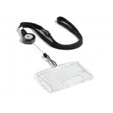 Chiocciole portabadge YO-YO Durable rotonde in plastica con cordoncino nero 822301 (Conf.10)