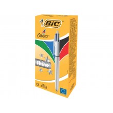 Penne a sfera a scatto BIC 4 Colours Shine fusto Silver M 1 mm assortiti 982873 (Conf.12)
