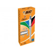 Penne a sfera a scatto BIC 4 Colours Shine fusto Silver M 1 mm assortiti 982873 (Conf.12)