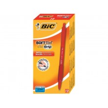 Penna a sfera a scatto BIC SoftFeel Clic Grip M 1 mm rosso Conf. 12 pezzi - 837399